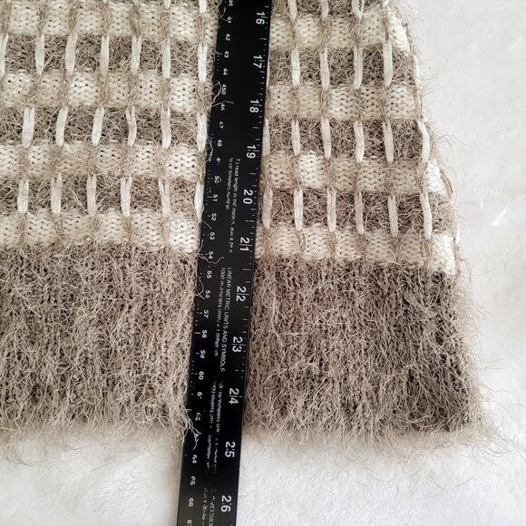 Unbranded Greige Eyelash Fuzzy Nubby Cowl Turtleneck Wool Blend Sweater Small - Picture 8 of 8